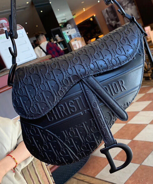 Christian Dior Saddle Bag Leather Black